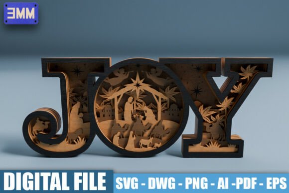 Download 3D JOY Nativity Scene Laser Cut File - Laser cut Collection