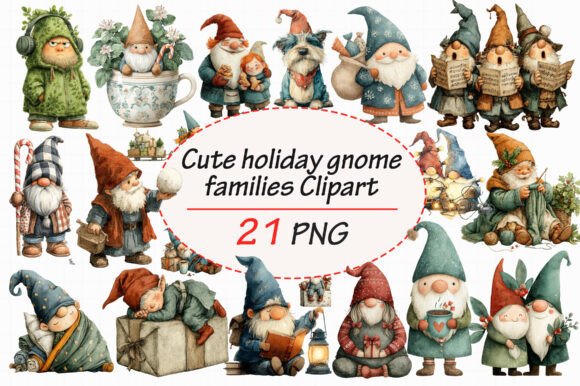 Download Cute Holiday Gnome Families Clipart - Cute holiday gnome Collection