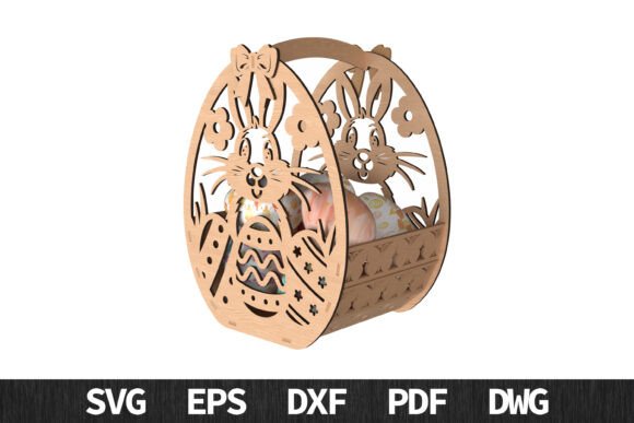 Download Cute Bunny Easter Basket SVG Laser Cut - Laser cut Collection