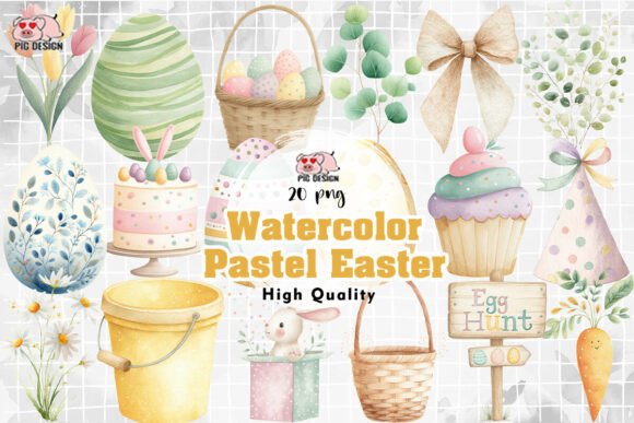 Download Watercolor Pastel Easter Illustrations - Pastel easter illustrations Collection