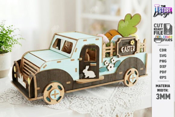 Download 3D Easter Truck with Eggs Laser Cut Svg - Laser cut Collection
