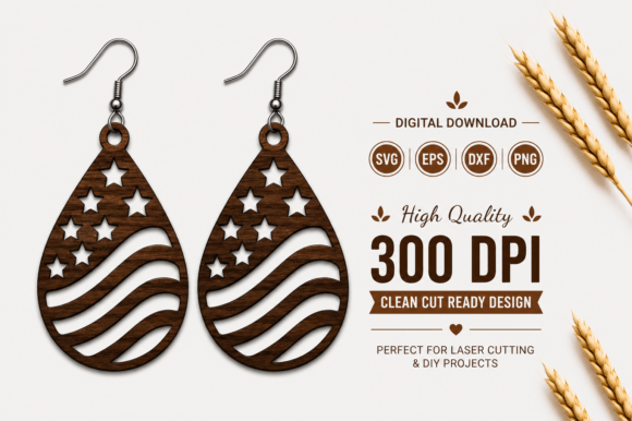 Download 4th of July Earrings Laser Cut File - Laser cut Collection
